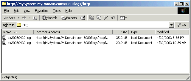 http logs Web folder